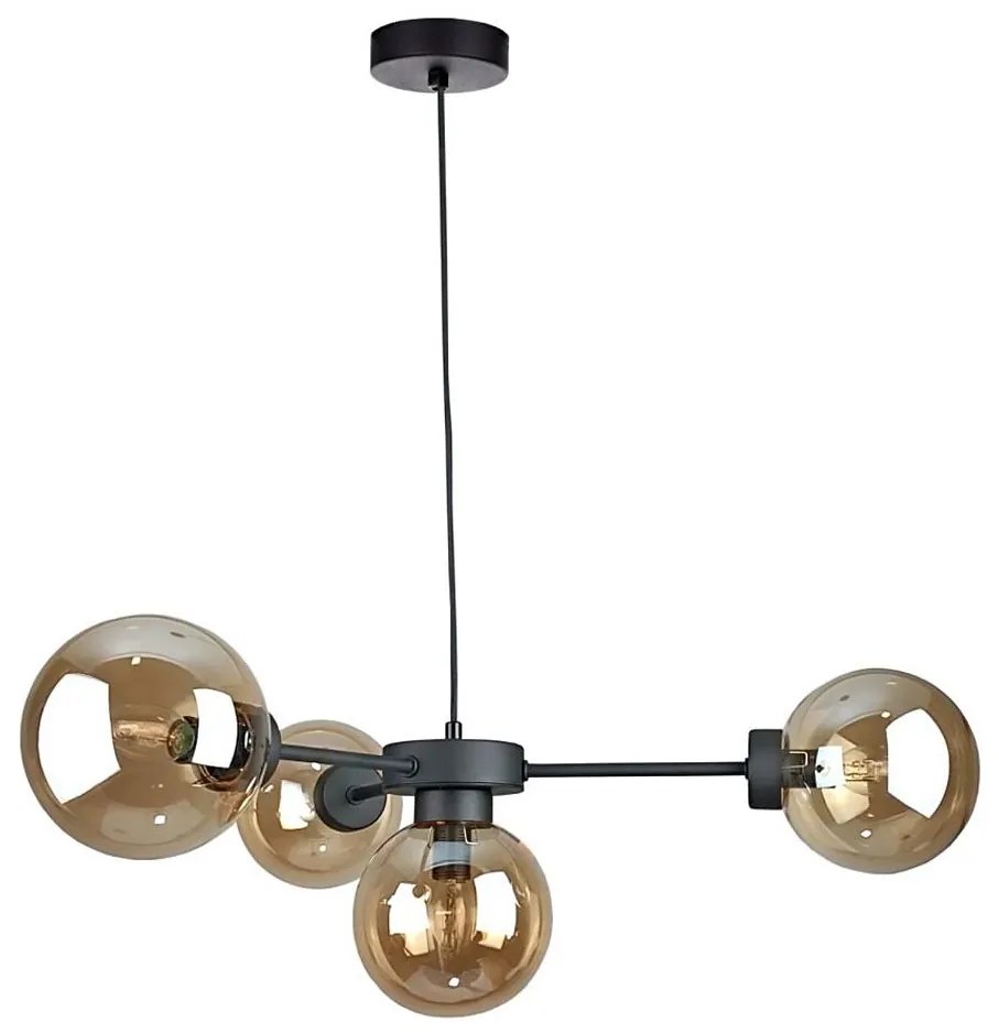 Lampadario a sospensione con filo KALIOPE II 4xE14/50W/230V nero/fumé beige