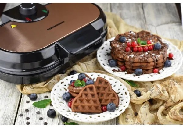 Heinner HWF-1000CR - Piastra per waffle 1000W/230V nera/rosa oro