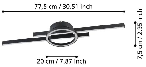 Eglo 900953-Plafoniera LED RGBW dimmerabile AMANDOLO 23,5W/230V nero + +TC