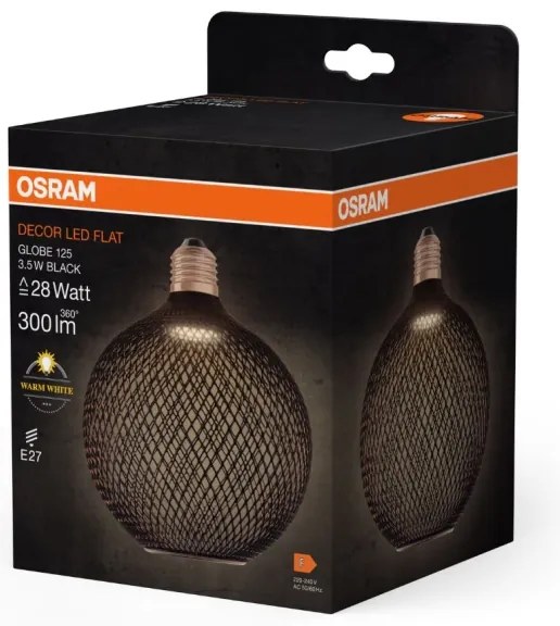 Lampadina LED DECOR FLAT G125 E27/3,5W/230V 2700K nero - Osram