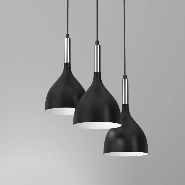 Lampadario a sospensione con filo NOAK 3xE27/15W/230V nero/cromo