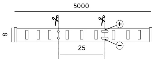 Striscia LED 5 m 50W 12V 3000K IP65