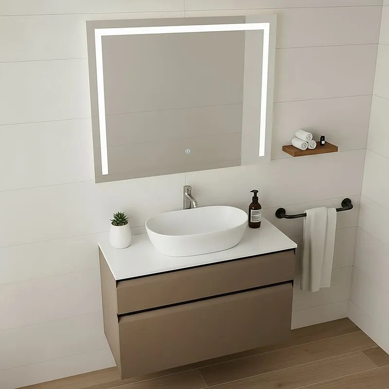 Mobile da bagno sospeso sotto lavabo Fusion L100 H60 P45 cm bronzo, 2 cassetti