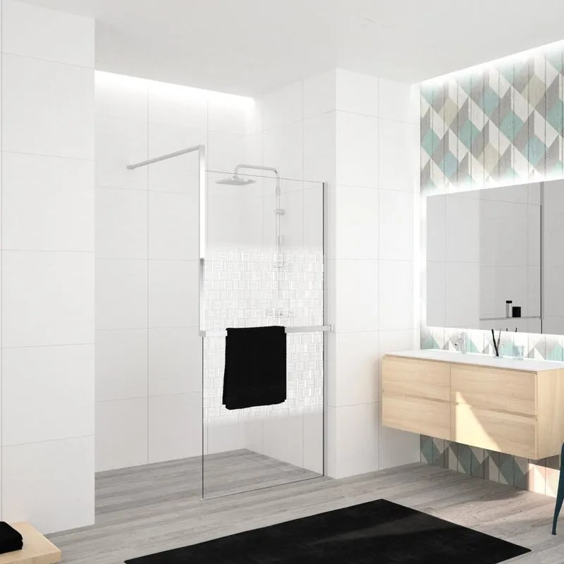 Box doccia walk-in Elidesign, vetro serigrafato 8 mm, L max 160 cm x H 200 cm, profilo cromo