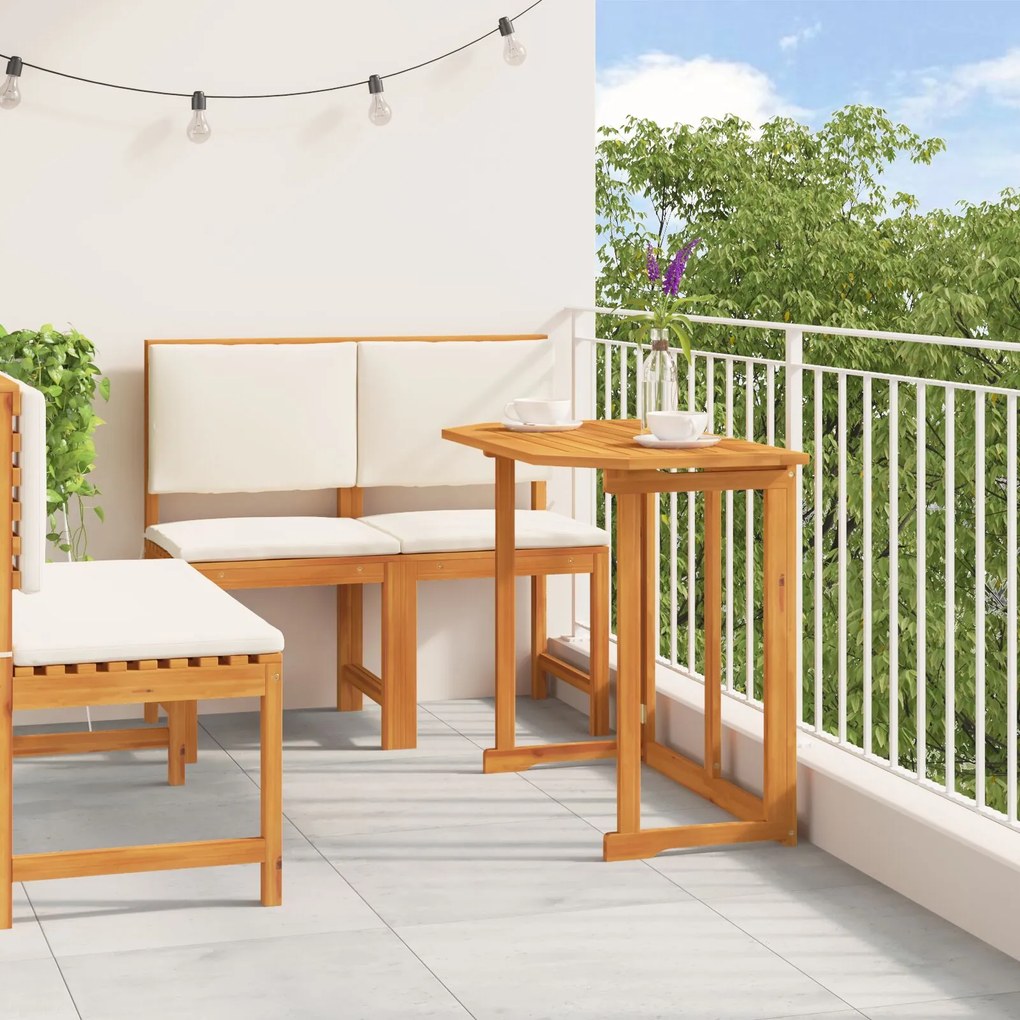 Set da pranzo da giardino 4 pezzi in legno massello di acacia