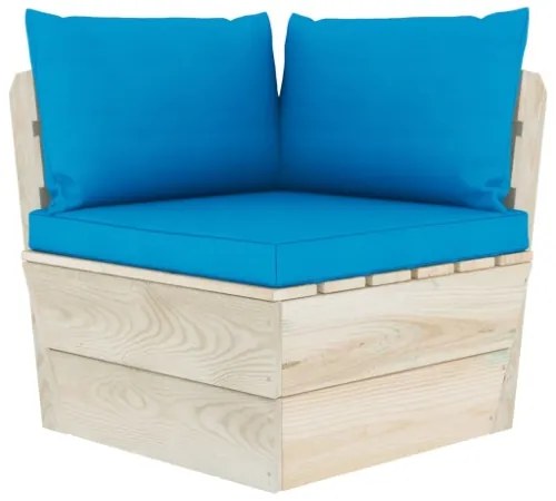 Set Divani da Giardino su Pallet 5 pz con Cuscini Legno Abete