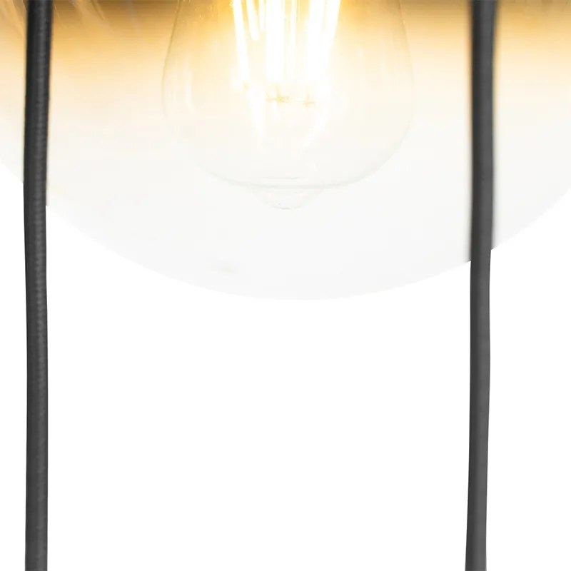 Lampadario Art Déco nero con vetro dorato 7 luci - Pallon