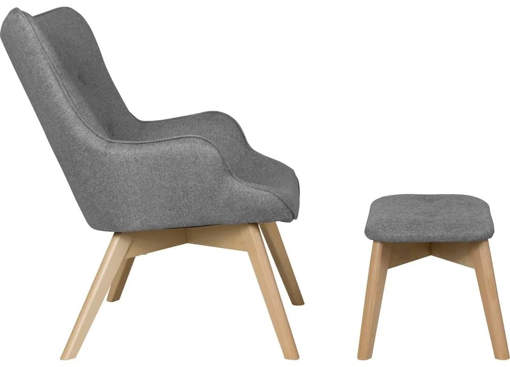 Poltrona con poggiapiedi grigia Niko – Ropez