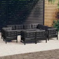 Set Divani da Giardino 11 pz con Cuscini Neri Massello di Pino cod mxl 42561