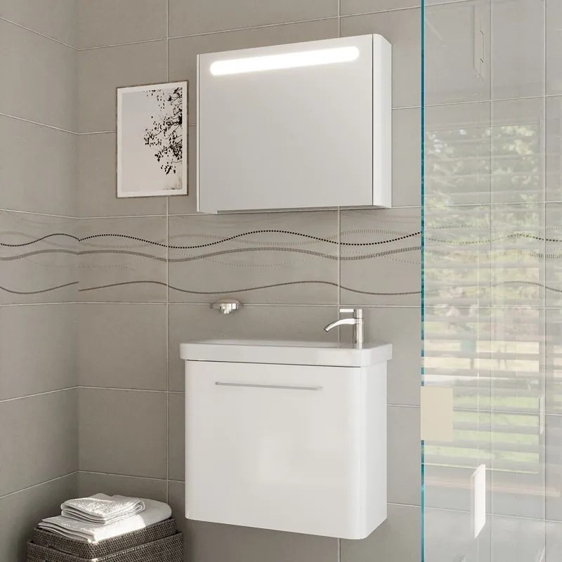 Kamalu - Mobiletto bagno 60 cm profondità ridotta colore bianco | LAC-IRIS-60-B