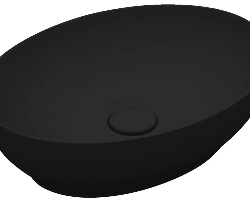 Lavabo da appoggio OLYMPIA CERAMICA ovale piletta non inclusa in ceramica L 50 x H 14 x P 20 cm nero lucido piletta non inclusa