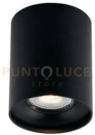 Plafoniera town nera tonda 1 luce attacco gu10 8x10cm