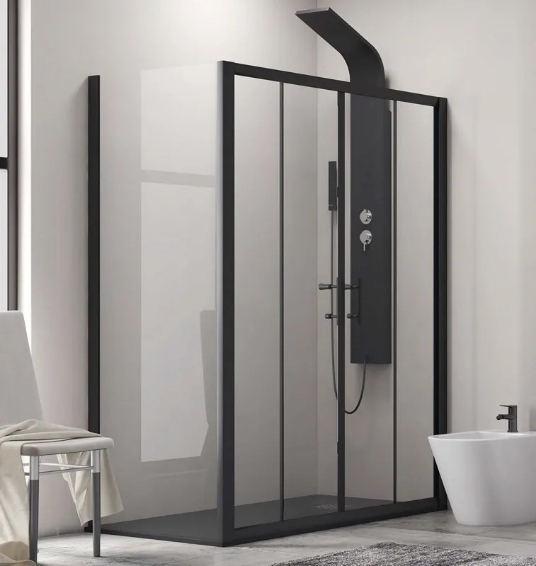 Box doccia 170x90 apertura doppio scorrevole telaio nero KFN6000S - KAMALU