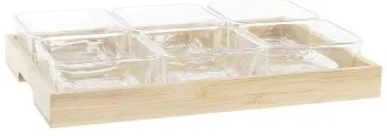 Vassoio per aperitivi DKD Home Decor 32 x 21 x 6 cm Cristallo Naturale 280 ml