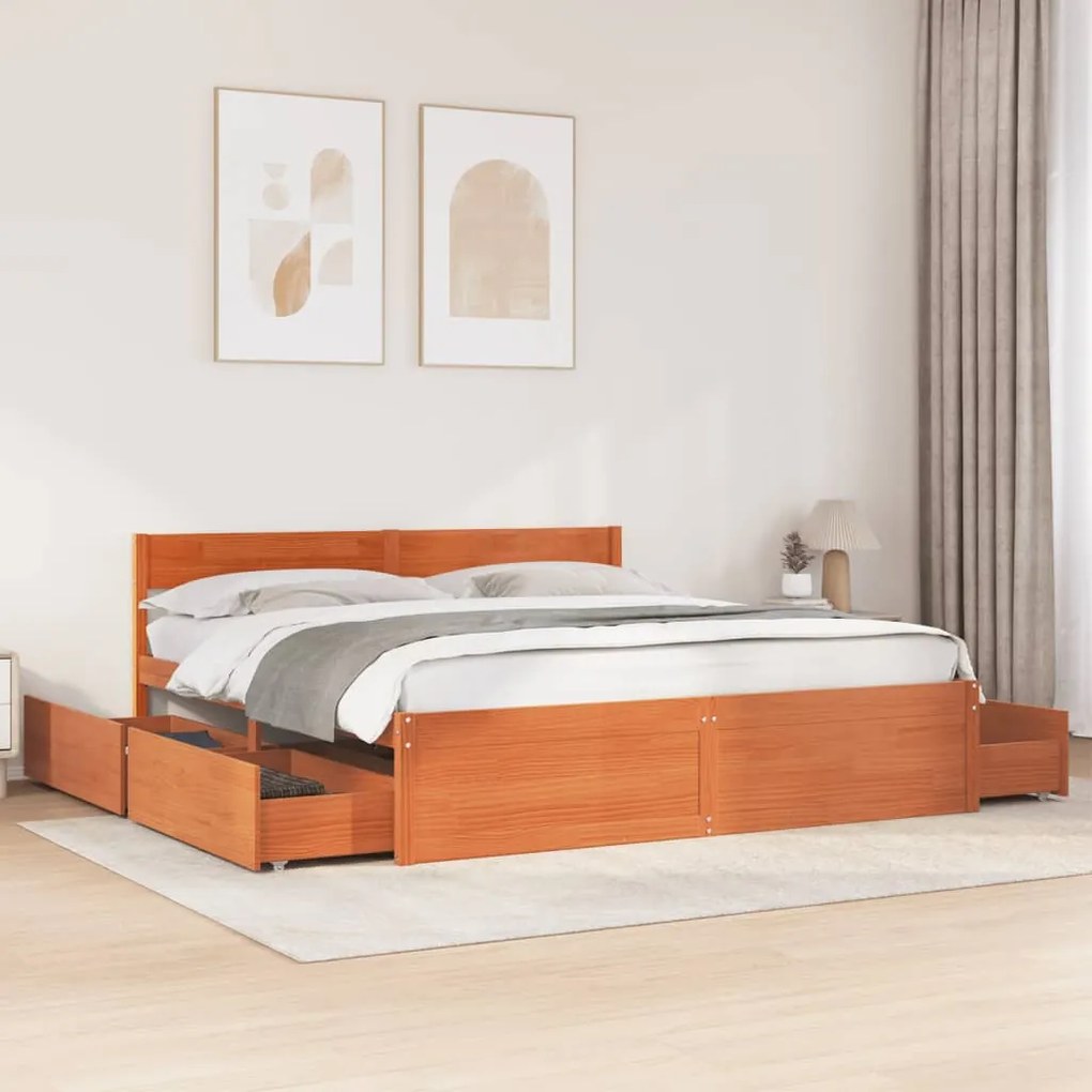 Letto senza materasso marrone cera 180x200 cm in legno di pino