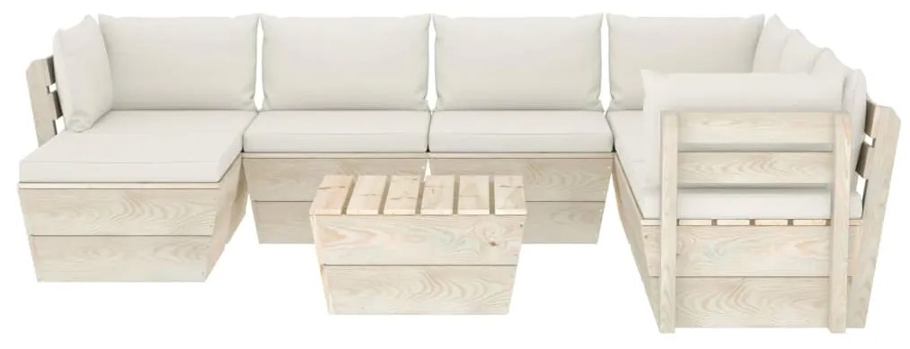 Set divani da giardino su pallet 8 pz con cuscini legno abete