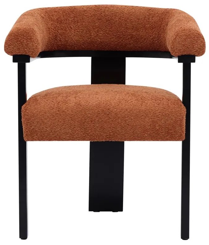 Sedia con braccioli in Tessuto bouclette e legno di hevea Terracotta e Nero - LIVELIA di Pascal MORABITO