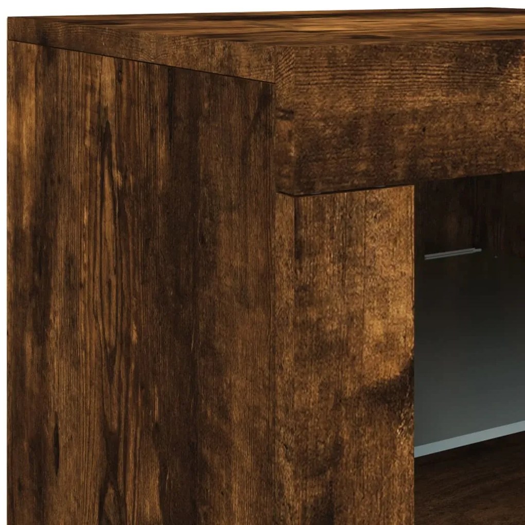 Credenza con Luci LED Rovere Fumo 163x37x67 cm