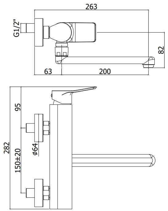 Paffoni Tilt Ti161cr Miscelatore Lavello A Muro monocomando Con Canna Tubo 20 cm Diritta Orientabile Cromo