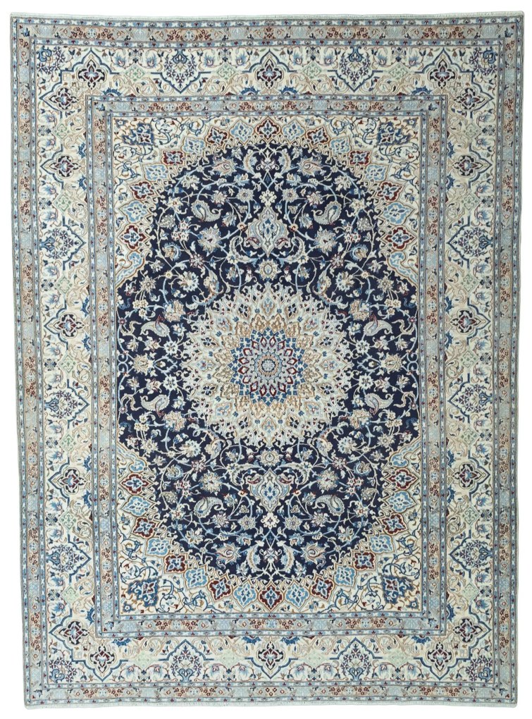 Nain Tappeto persiano 340 x 250 Blu (Iran) Annodato A Mano