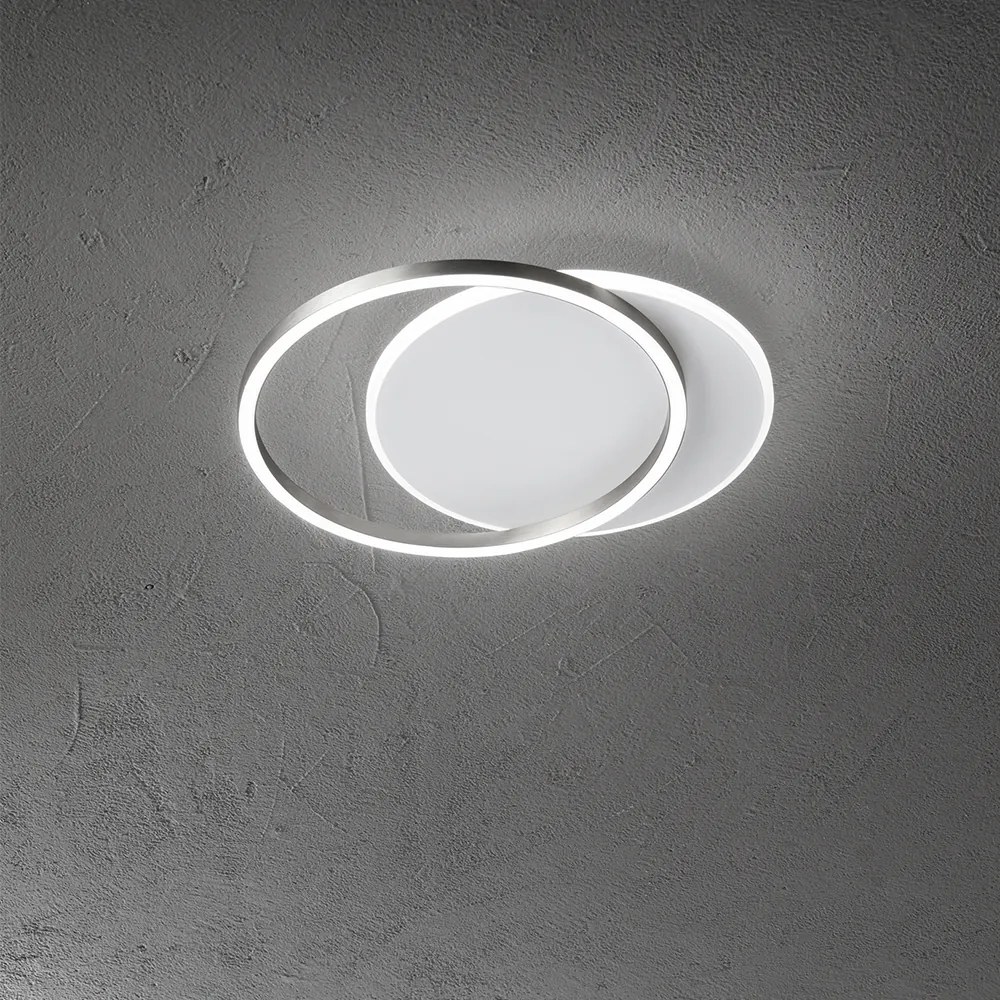 Plafoniera Contemporanea Orbit Alluminio Bianco Grigio Led Integrato 43W