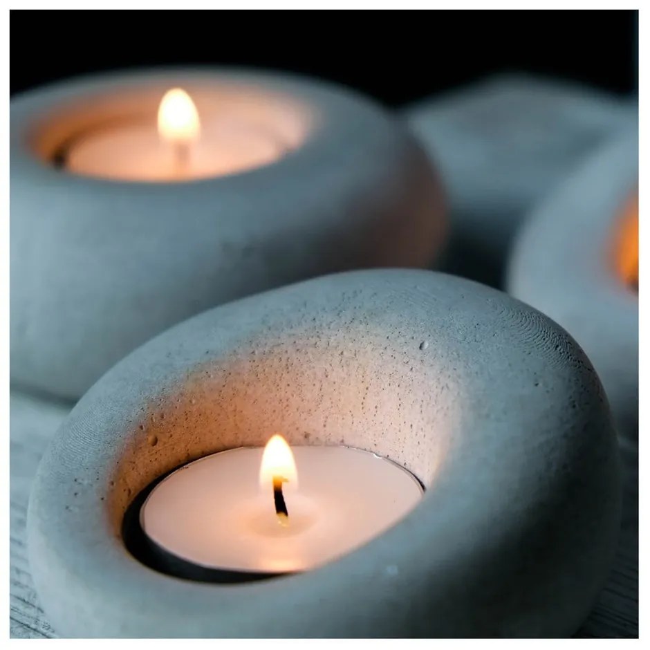 Candelieri in cemento in set da tè 3 pezzi Donut - Mioli Decor