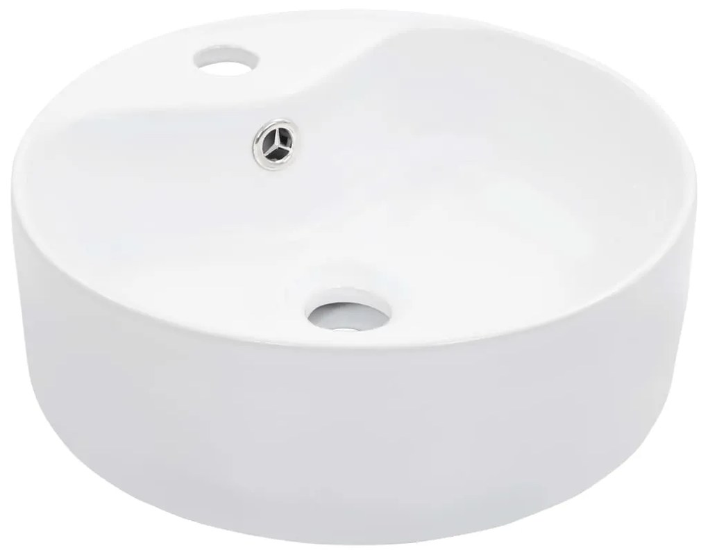 Lavandino Con Troppopieno 36x13 Cm İn Ceramica Bianco /