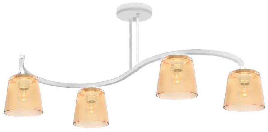 Lampadario a plafone LUCEA 4xE27/15W/230V bianco/arancione