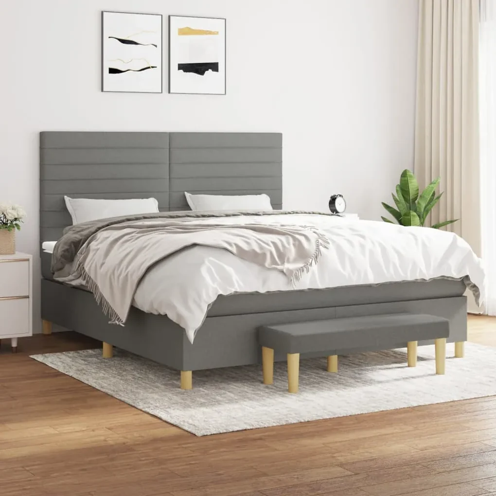 Giroletto a molle con materasso grigio scuro 160x200 cm tessuto