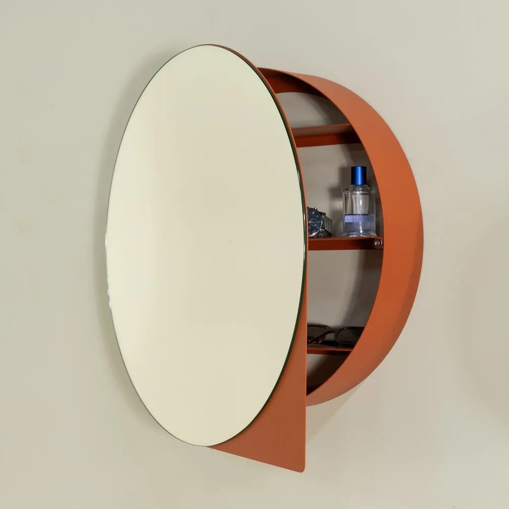 Mobile per bagno color terracotta in metallo da appendere/con specchio 55x55 cm Sonnet – Spinder Design