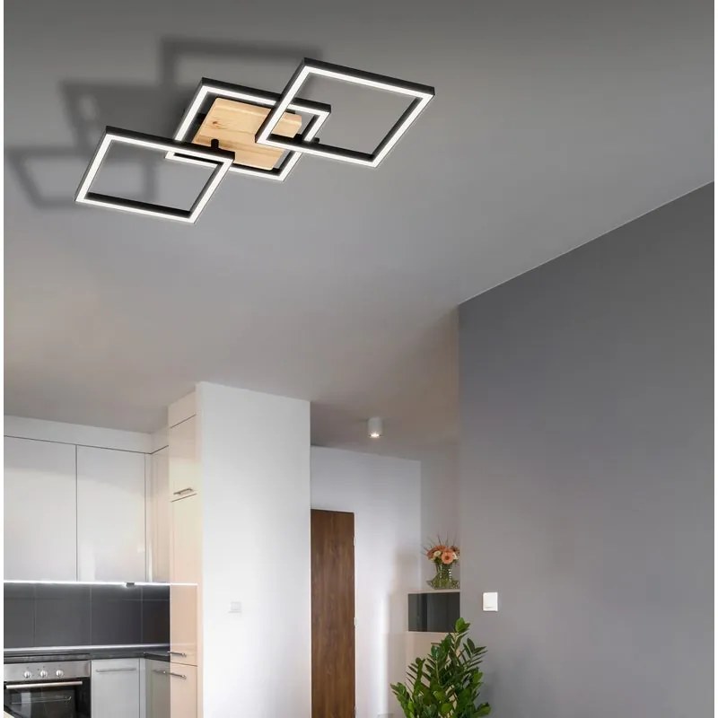 Plafoniera LED design Rog, nero 36x47.5 cm, 3900 lumen INSPIRE