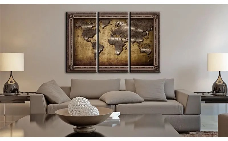 Quadro Mappa in cornice  Colore Beige, Dimensioni e Misure 120x80