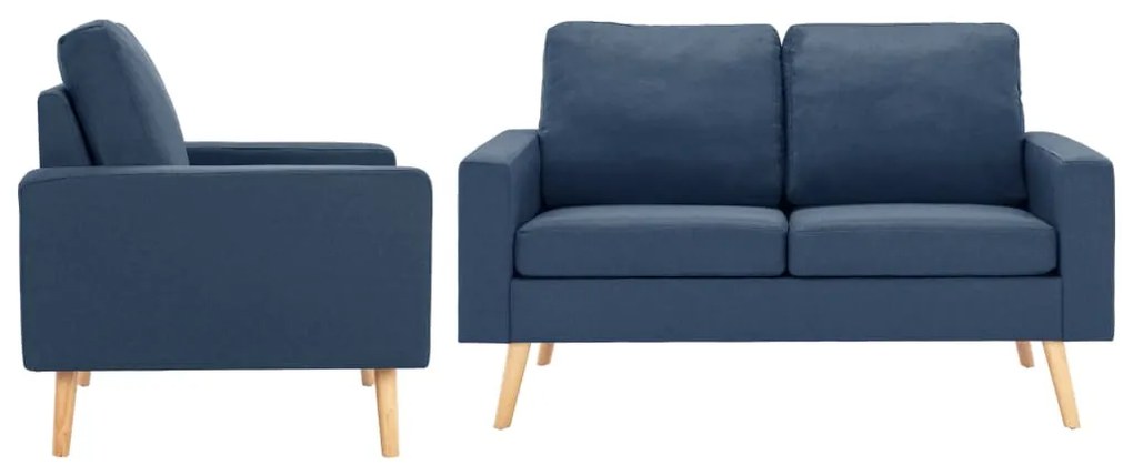 Set Divani 2 Pz İn Tessuto Blu /