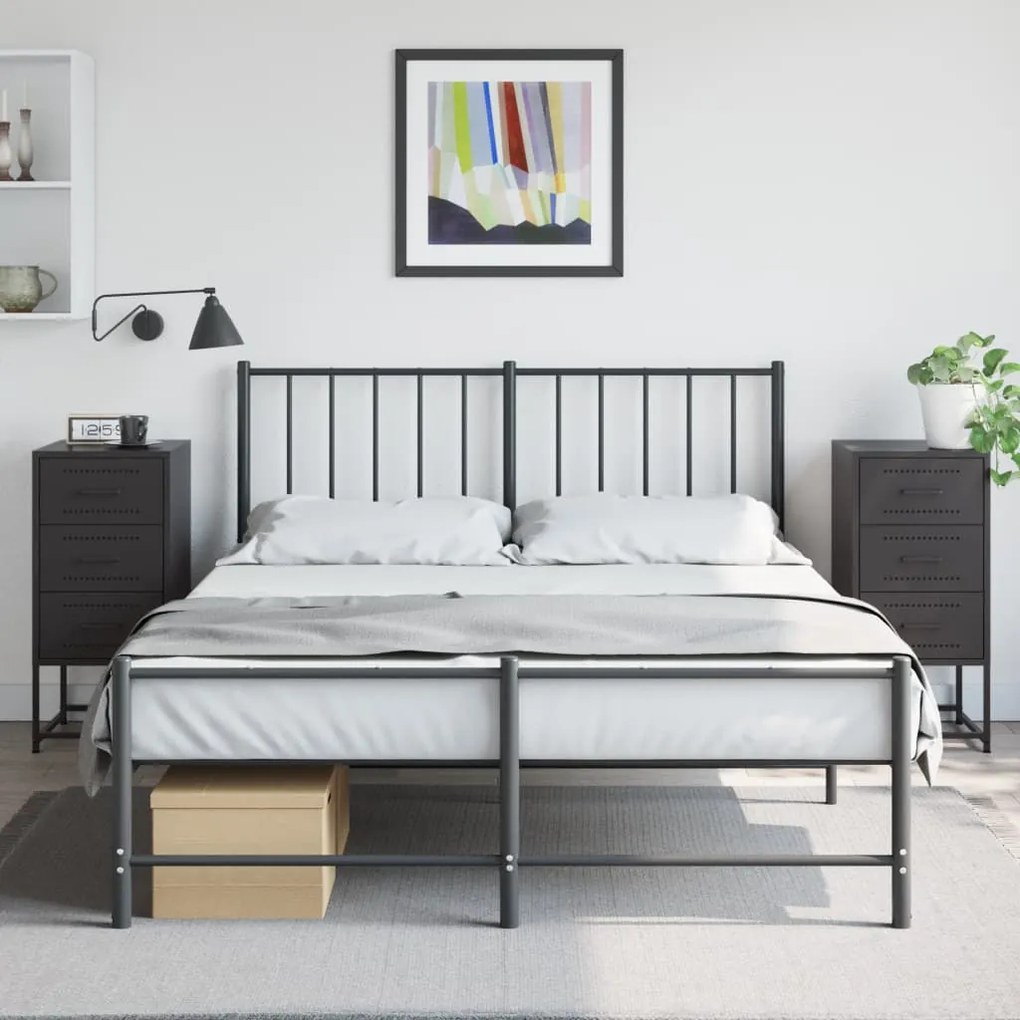 Comodini 2 Pz Neri 36x39x78 Cm İn Acciaio /