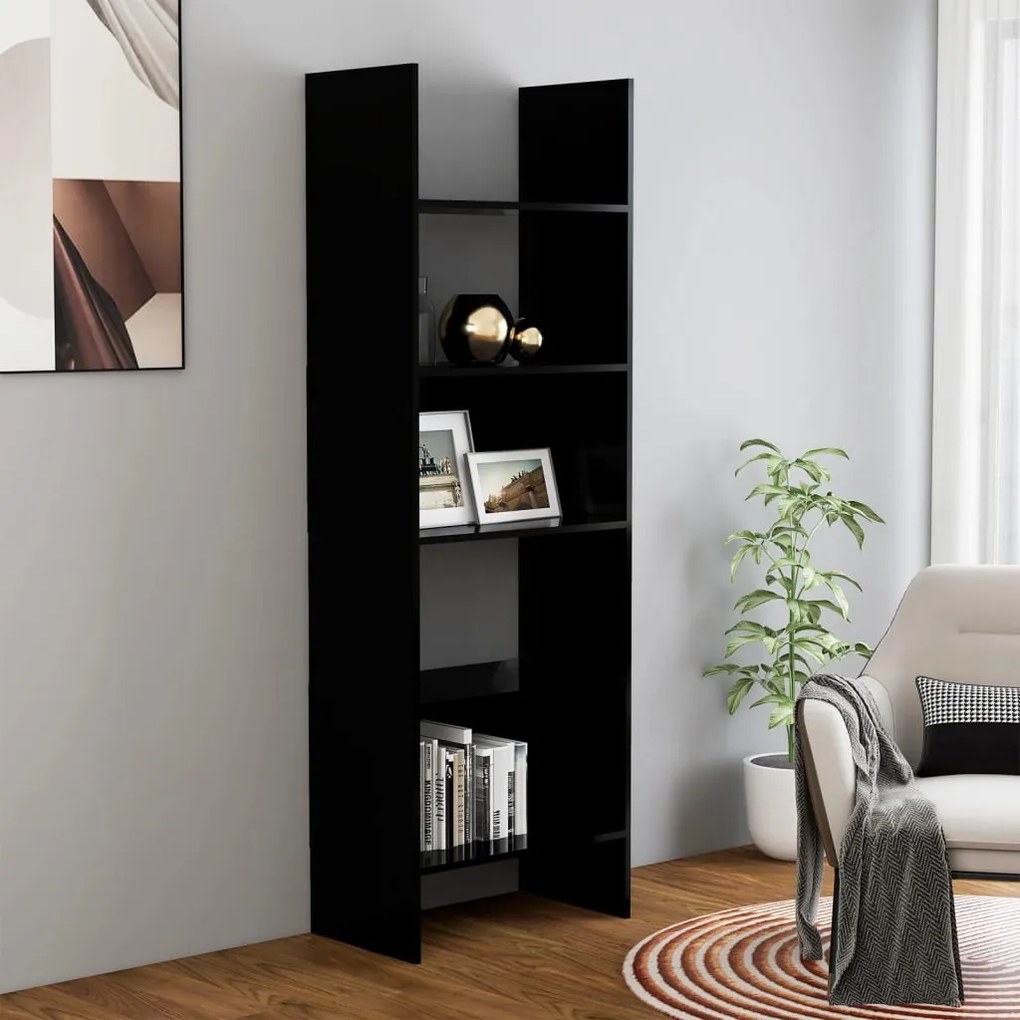 Libreria Nera 60x35x180 Cm İn Legno Multistrato /