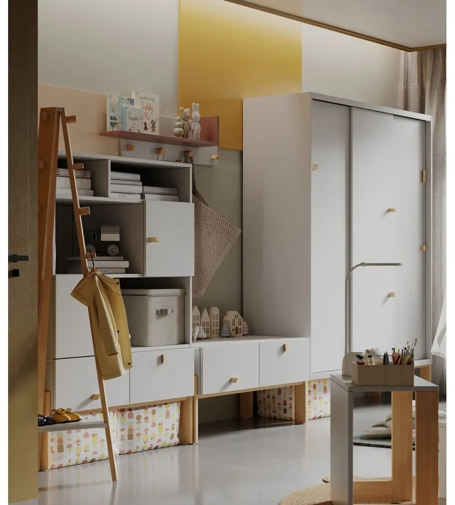 Appendiabiti da parete per bambini grigio chiaro/naturale Cube - Pinio