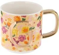 Mug fiori con lettera G in New Bone China, 350 ml