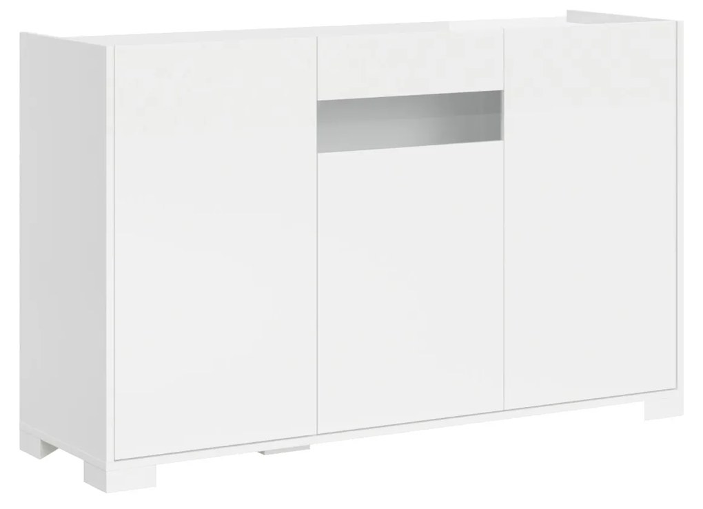 Madia e Credenza alta con Porta TV Riflesso bianco lucido e cashmere, Bianco Lucido / Madia / 3