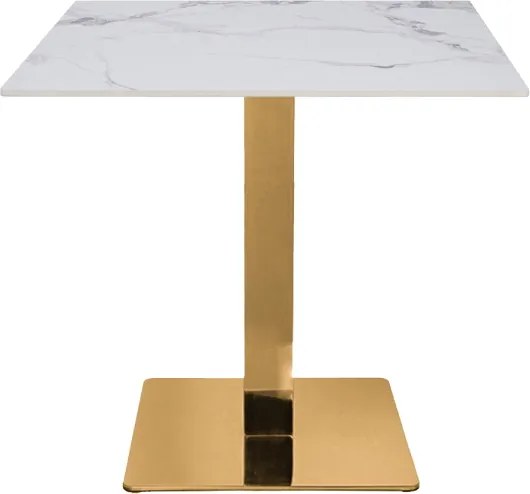 Tavolo ristorante bar top per esterno 80x80 cm effetto Marmo venato e base Oro H 75