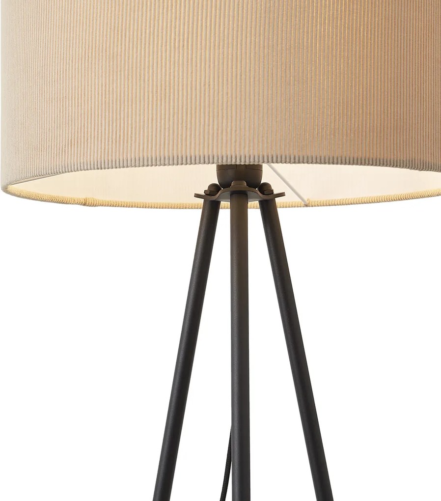 Lampada da terra moderna a treppiede color talpa con paralume in velluto - Luz