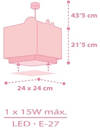 Dalber 63112S - Lampadario per bambini JUNGLE 1xE27/15W/230V rosa