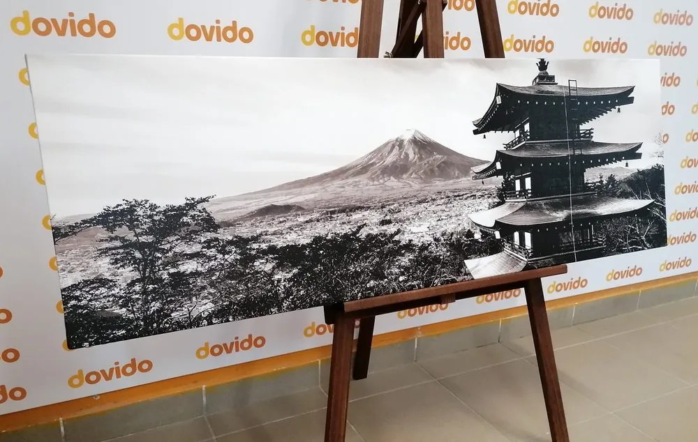 Stampa su tela – Monumento Pagoda Chureito in bianco e nero