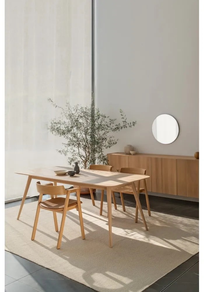 Sedia da pranzo marrone/di colore naturale in pelle con braccioli Flip – Gazzda