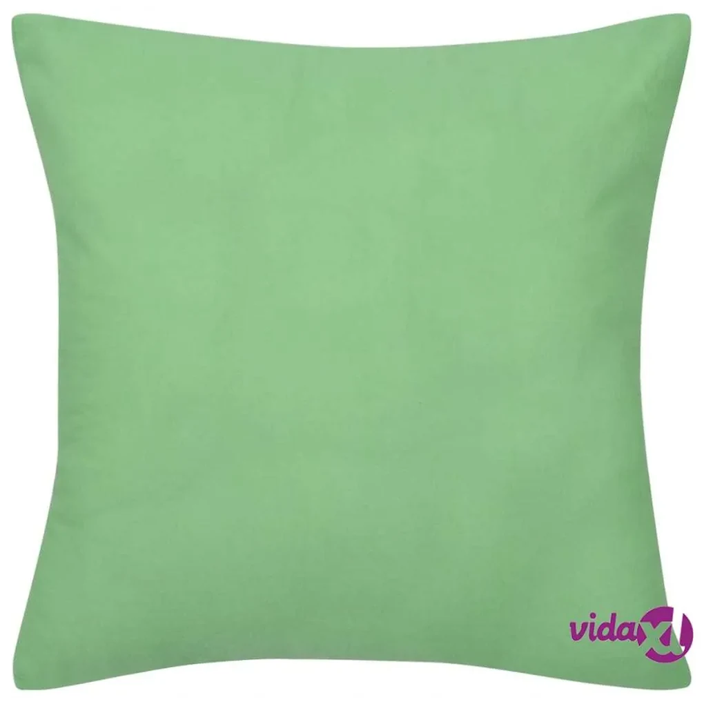 vidaXL Federe 4 pz per Cuscini in Cotone Verde Mela 40 x 40 cm