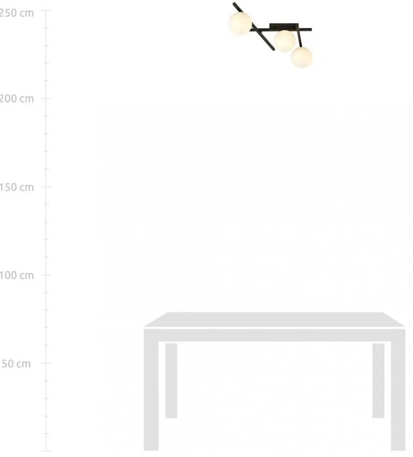 Lampadario da Soffitto in Acciaio e Vetro SMART 3 Nero 3xE14 Colore delle Sfere Bianco