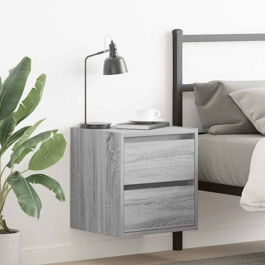 Comodini A Muro 2 Pz Grigio Sonoma 38x34x40 Cm /