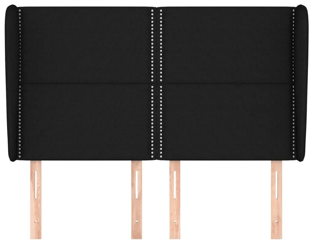 Testiera ad orecchio nera 147 x 23 x 118/128 cm in tessuto