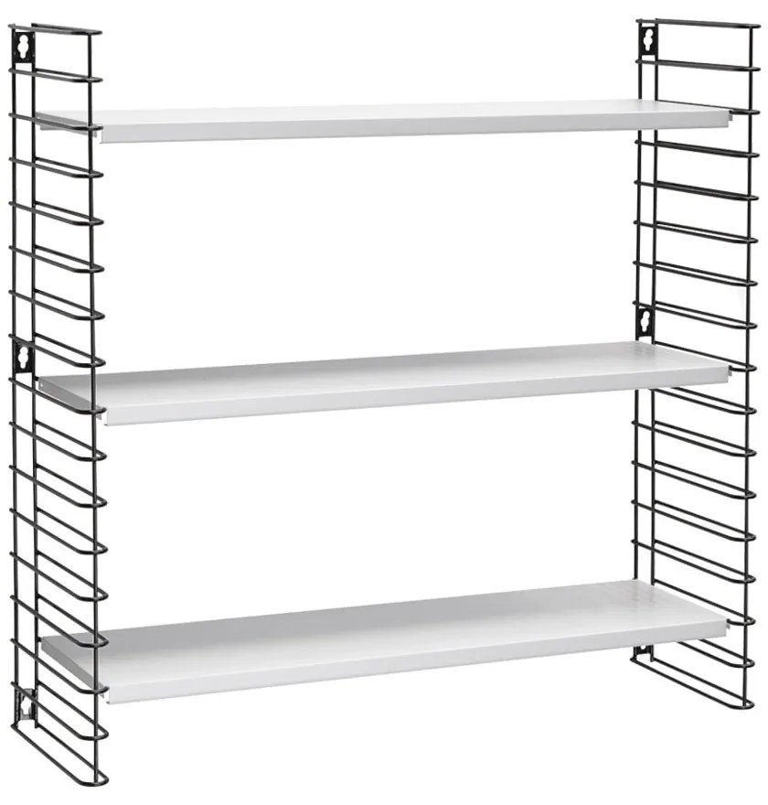 Scaffale nero a 3 livelli con ripiani bianchi, larghezza 70 cm Libro - Metaltex