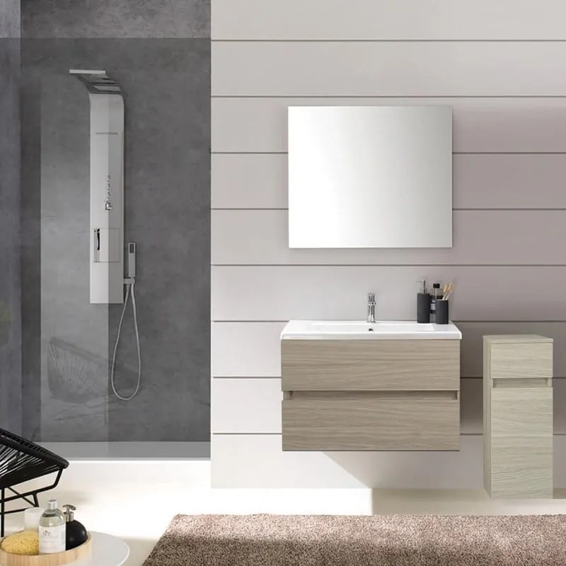 Armadietto bagno a terra Kora 1 cassetto 1 anta P 34 x L 30 x H 72 cm olmo rousseau truciolare