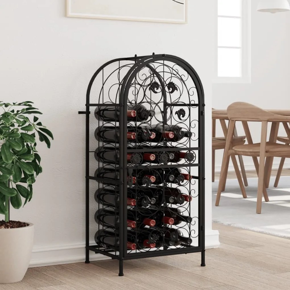 Portavini Da 33 Bottiglie Nero 45x36x100cm İn Ferro Battuto /